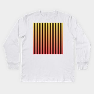 Alternating Black and Peach Ombre Vertical Stripes Kids Long Sleeve T-Shirt